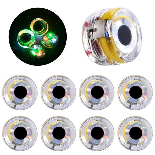 Dr.Fish 10 Pack LED Fishing Lures Deep Drop Lights Glow in Dark Fishing Beads Stopper Underwater Flasher Lights Bass Halibut Walleye Lures Attractant