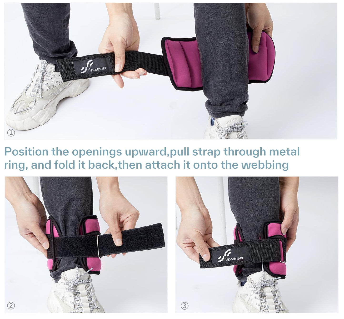 Sportneer Adjustable Ankle Weights Set - 1 Pair (2-10 lbs) Removable Sandbags for Women & Men, Comfortable Neoprene Leg Weights for Walking, Running, Pilates, Yoga, Home Workout & Physical Therapy