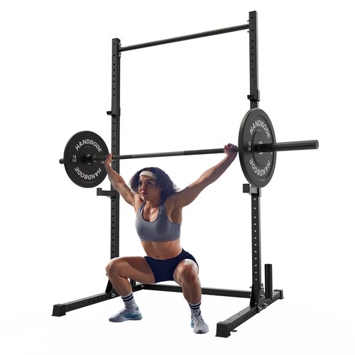 HANDBODE Power Rack with Pull Up Bar, Multi-Functional Power Cage for Home Gym, Heavy Capacity Adjustable Squat Rack Fit 6 FT, 7 FT Barbell, Weightlifting, Strength Training, Bench Press
