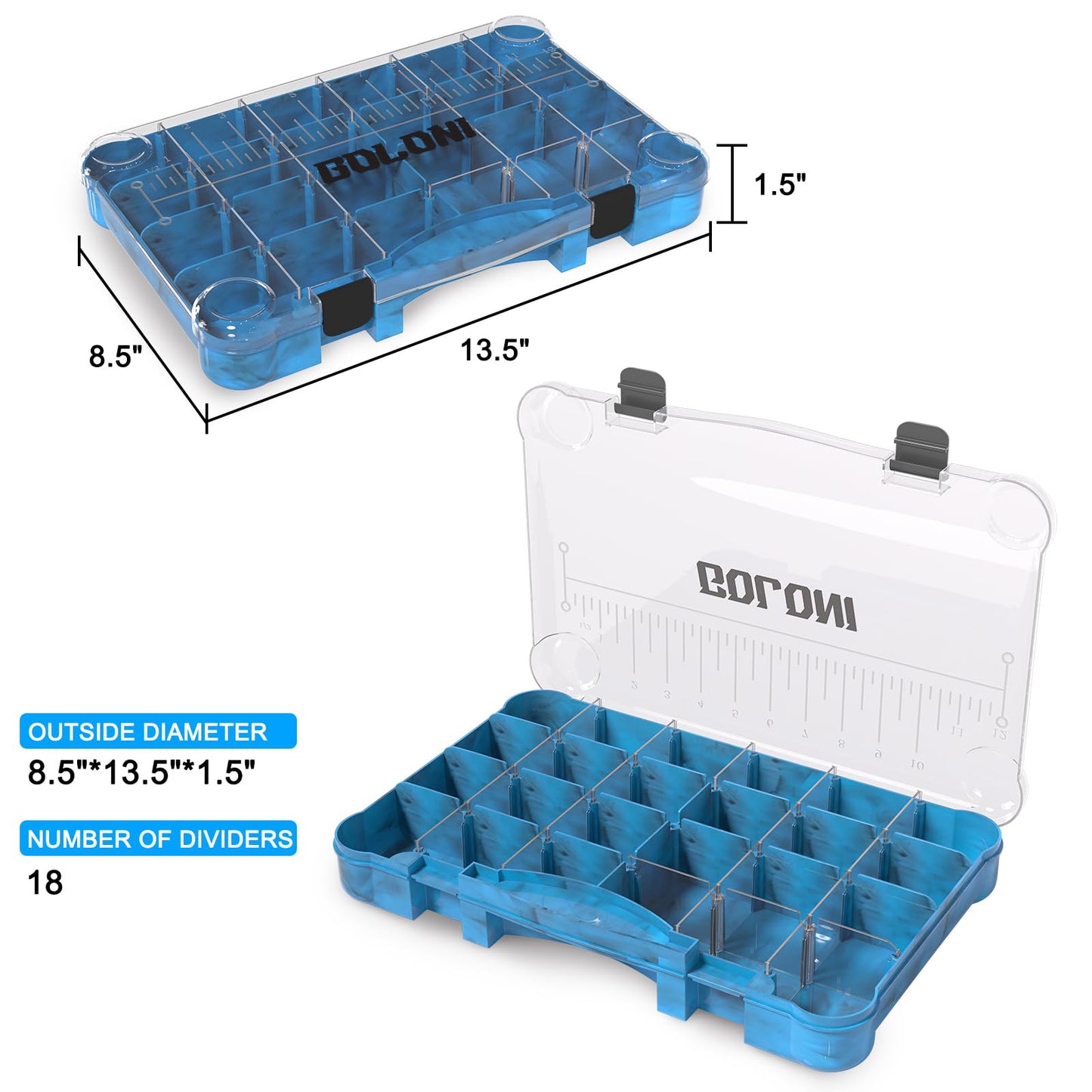 Goloni Fishing Tackle Box,Plastic Clear Fishing Storage Organizer Box With Removable Dividers,3700 Tackle Trays,Storage Lure Box for Lures 4 Pack