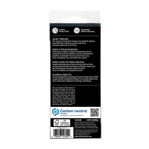 Tweezerman Stainless Steel Slant Tweezer - Eyebrow Tweezers for Women and Men (Black)