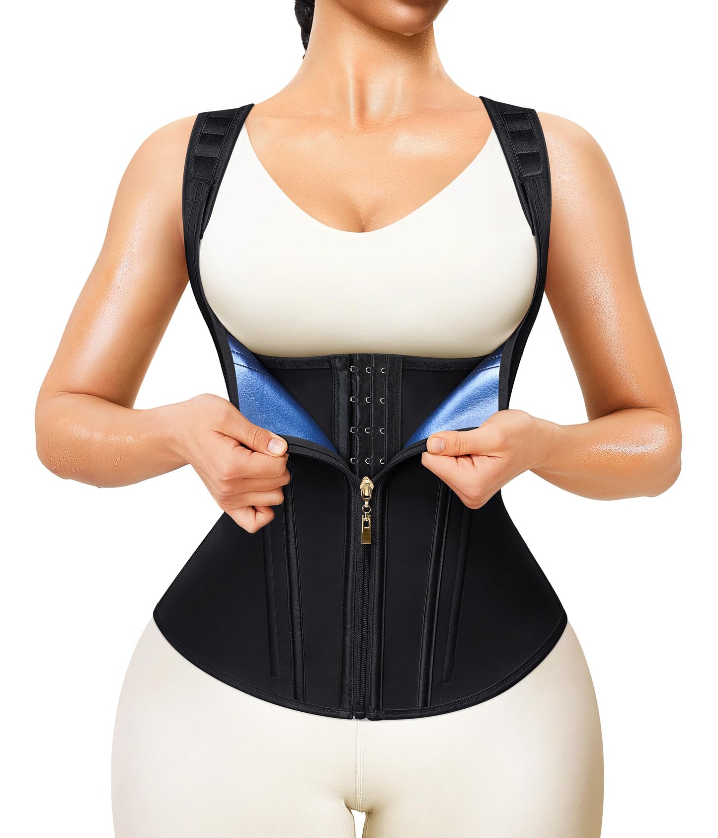 Junlan Waist Trainer for Women - Sauna Suit Sweat Vest for Working Out(Black,Medium)