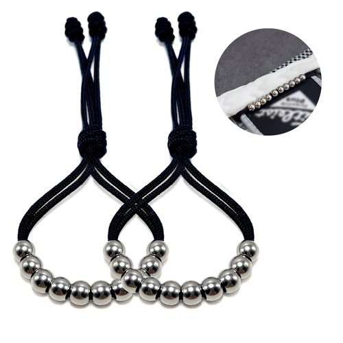 LAMIBEE Pack of 2 Golf Glove Bead Stroke Counter, 10 Stainless Steel Beads Score Counter for Gloves, Stroke Count Resizable Easy to Adjust Golf Round Scoring Tracker Accessory (Black)