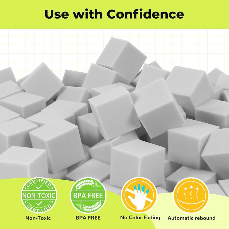 Light Gray 100 Pack Foam Cubes 3.15in - Gymnastics, Rock Climbing & Indoor Park Pit Cushions