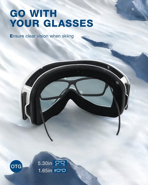 ZIONOR Lagopus Ski Snowboard Goggles UV Protection Anti fog Snow Goggles for Men Women Adult Youth VLT 8.6% White Frame Silver Lens