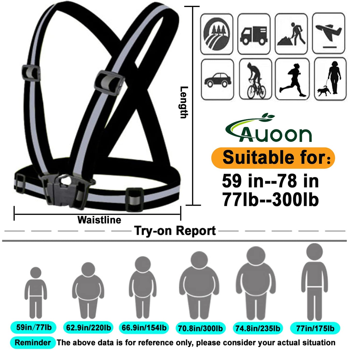 AUOON Reflective Running Vest,Safety Reflective Vest with Adjustable Strap for Running,Cycling, Motorcycle and Walking,Fits over Outdoor Clothing,Breathable Waterproof Lightweight (2 Pack Black Blue)
