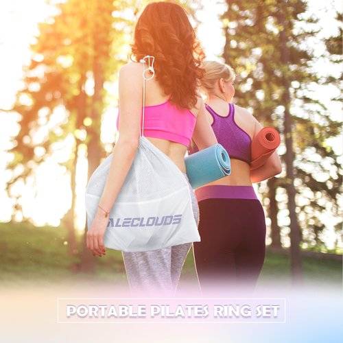 Pilates Essentials Kit for Women, 13.5" Pilates Ring and Ball Set with Resistance Bands for Home Workouts, Portable Pilates Kit with Bag & Training Poster for Full Body Exercise (Purple)