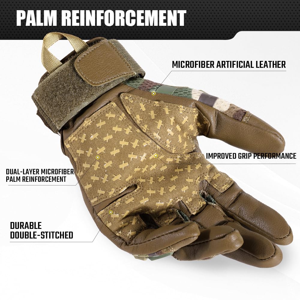 AXBXCX Touchscreen Full Finger Gloves for Men, Padded Outdoor Gloves Patterned Large
