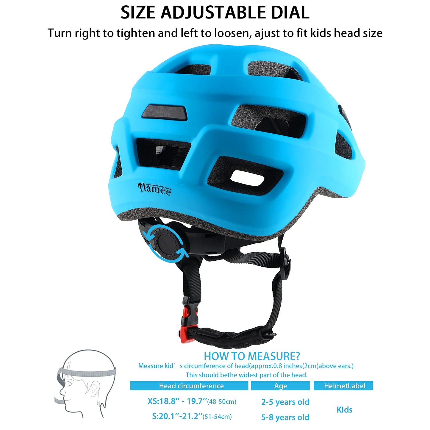 Kids Bike Helmet for Ages 1-8 Years, Adjustable Toddler Boys and Girls Helmets, Lightweight Child Infant Bicycle Cycling Scooter Sports Helmet 48-54cm Blue