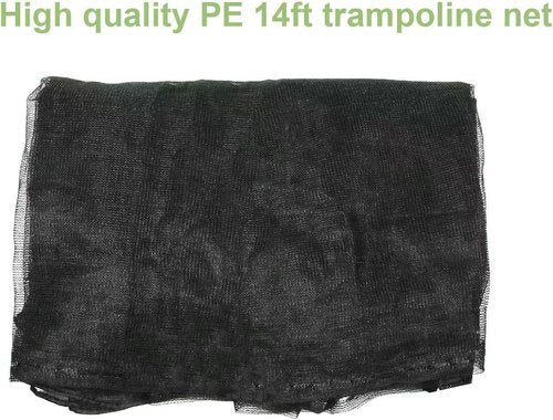 14FT Trampoline Net and Replacemen Poles, with Clamp and Hardware, Enclosure Pole Connecters, Screws and Bolts, Poles Caps Fits Most Trampoline