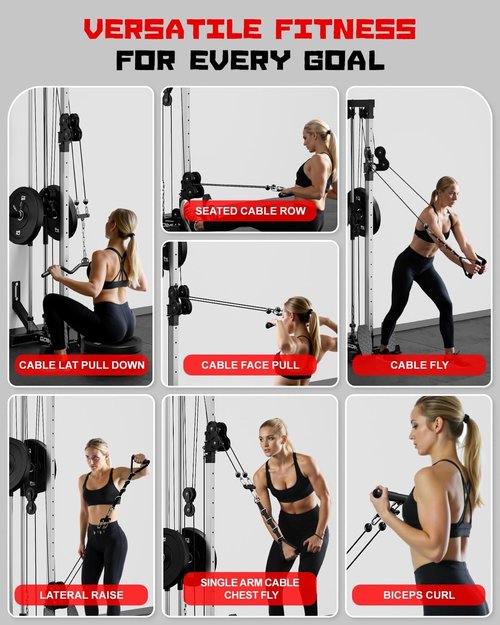 Goimu Wall Mount Cable Station, WM1 Cable Crossover Machine with 17 Positions, High and Low Cable Crossover Machine with Removable Footplate for Garage Home Gym (WM1 Cable Station BK)