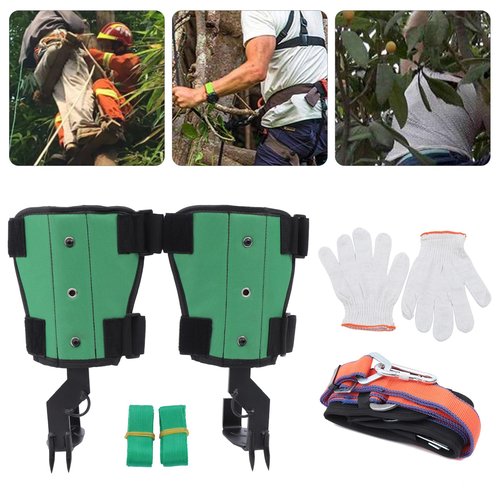 LULUGOGOTOP Tree Climbing Kit with Safety Harness, Steel Pole Climbing Spikes, 330 lb Capacity