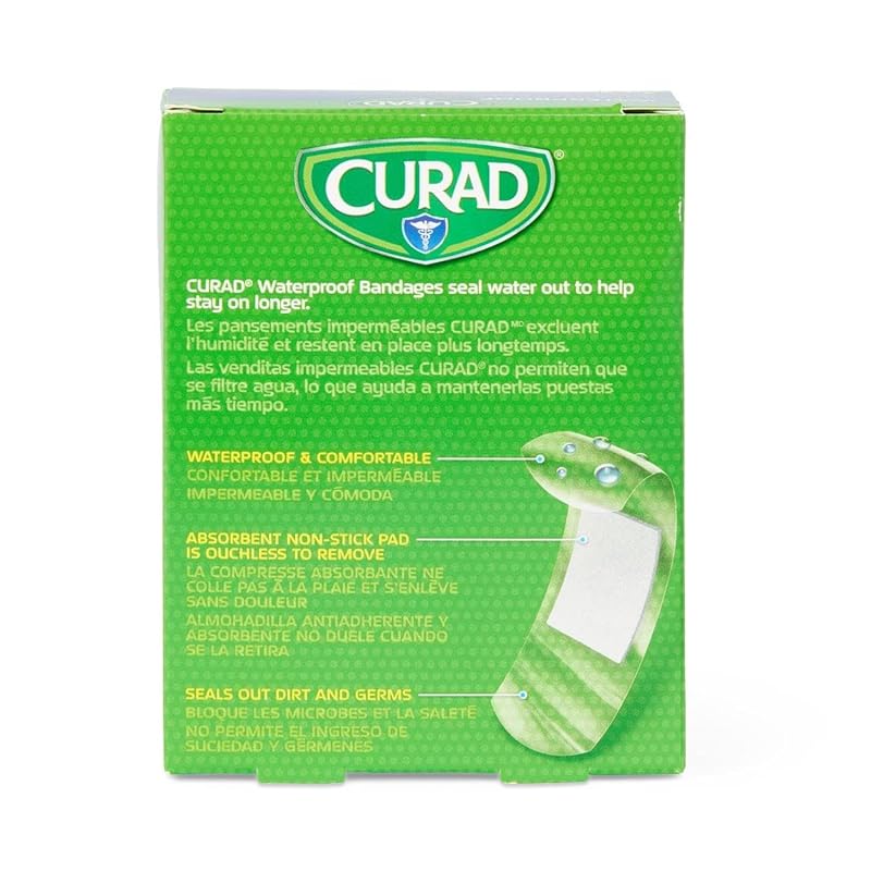 Curad Waterproof 1 x 3 in Adhesive Bandages - 100 Count, Non-Latex, Plastic