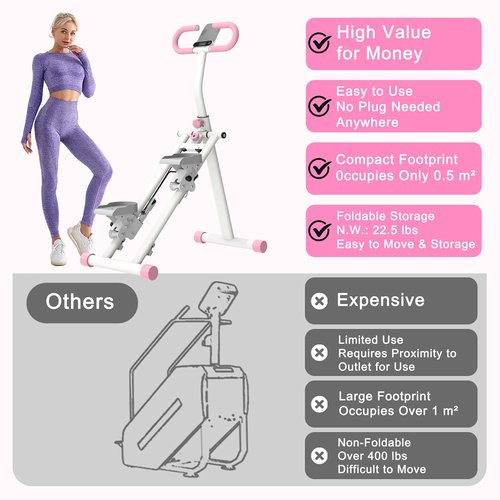Stair Stepper for Home - Upgrade Vertical Climber Workout Machine | Full-Body Cardio Workout Equipment | Adjustable Handles & Stable Frame (Pink)
