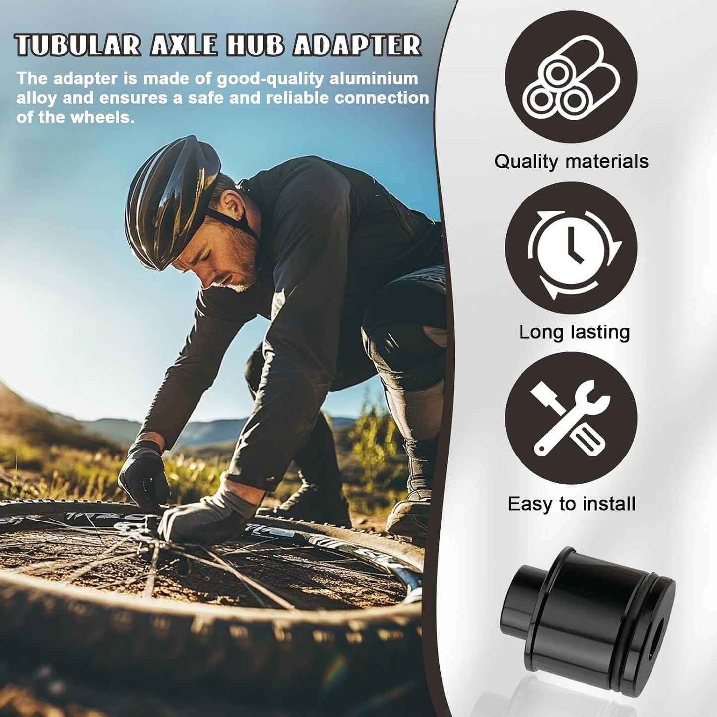 2 Pack Mountain Bike Hub Adapter, Quick Release Hub Converter Adapter, 12/15mm to 9mm Thru Axle Quick Release for Mountain Road Bicycle Cycling Wheel