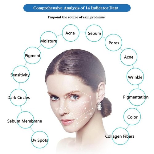 Professional Skin Analyzer Machine - JXUANMM Facial Skin Detection & Analysis Professional Dermatoscope Intelligent Moisture Analyzers Instrument for Healthy Skin Care,White-MJ-13.3in
