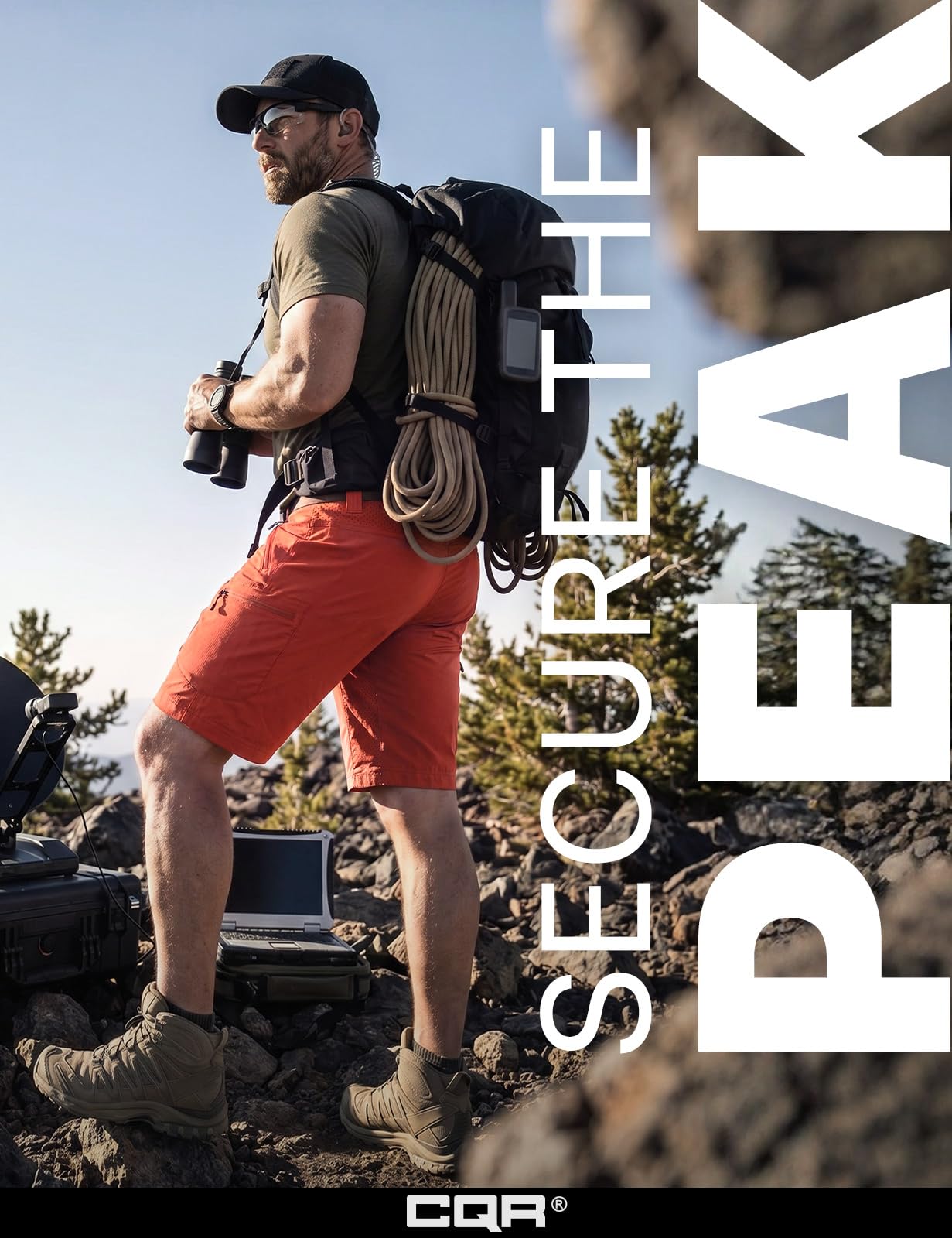 CQR Men's Quick Dry Stretch Hiking Cargo Shorts, Lightweight Water Resistant Tactical Casual, Golf & Outdoor with Pockets