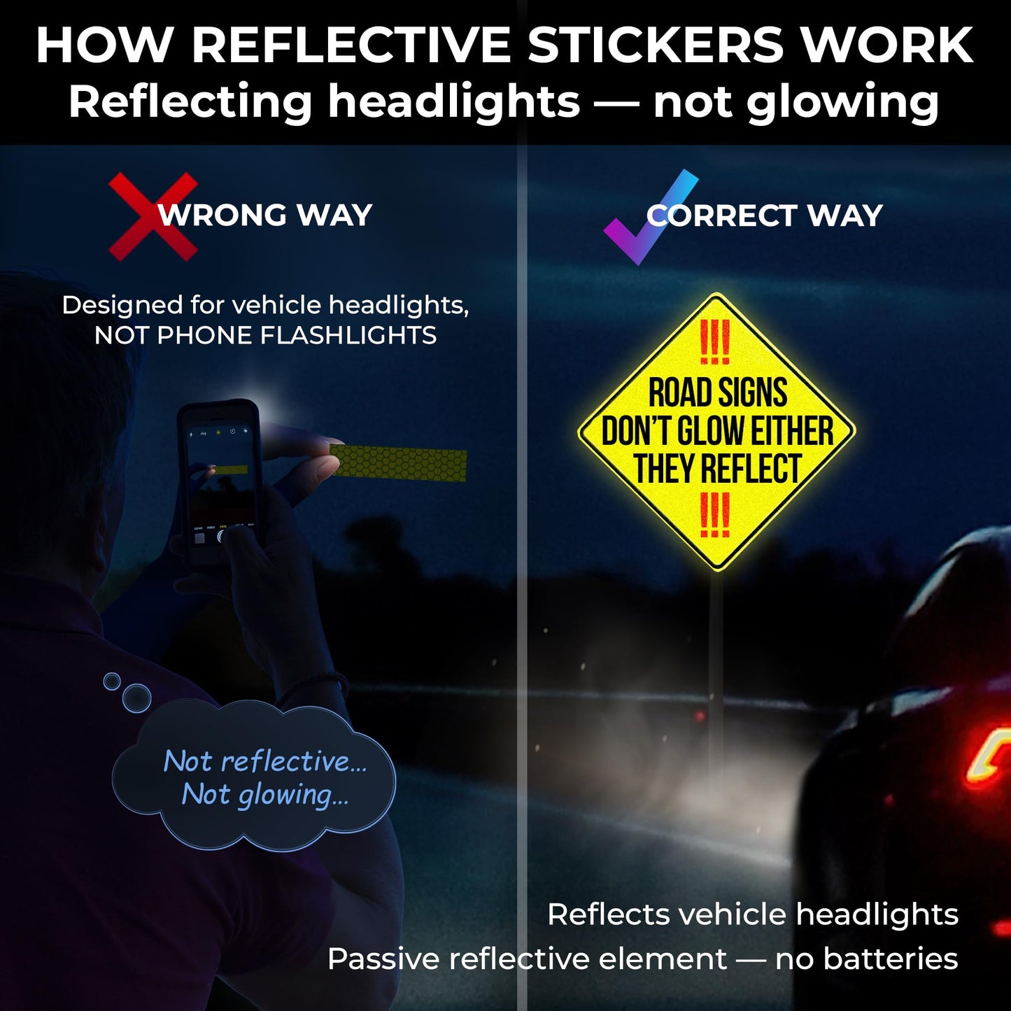 LOOM Reflective Stickers | 67pc Engineer Blk | Reflective Stickers for Helmet, Bike, Motorcycle, Hard Hat | Waterproof Reflectors for Car, Trailer | Bike Reflectors for Night Riding