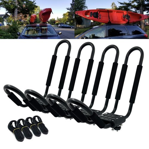 DOHUSPLE Kayak Roof Rack for 2 Kayaks Carrier, Kayak J Bar Hooks Roof Mount Racks for Universal Cars, SUV, Truck, Set of 4