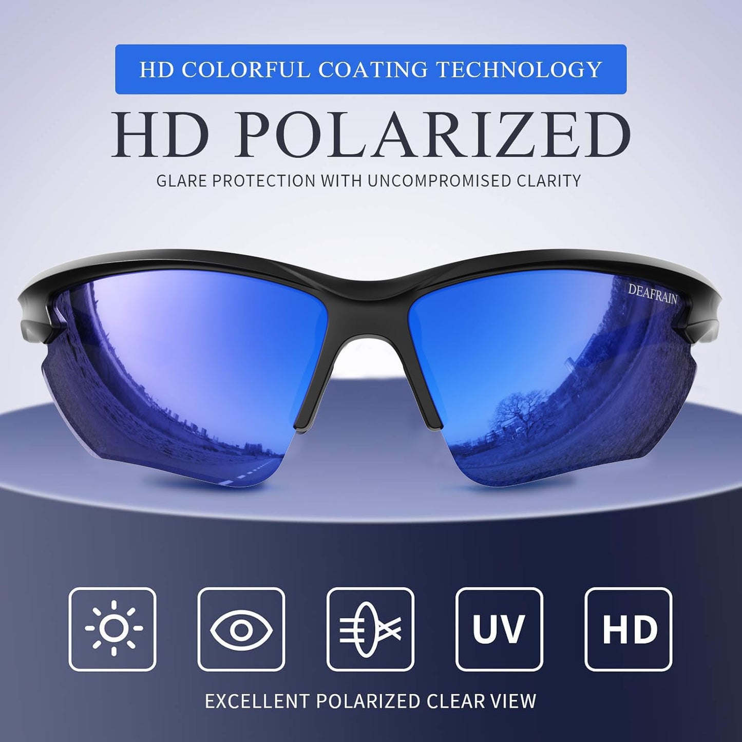 DEAFRAIN Polarized Sports Sunglasses for Men Women Cycling Running Fishing Driving Baseball Athletic Glasses UV Protection