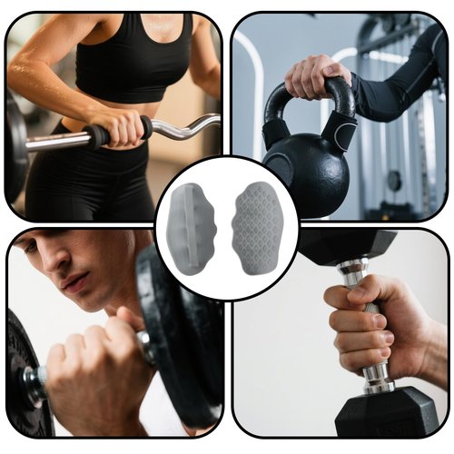 lasuroa 2pcs Weight Lifting Grips, Anti-Slip Silicone Gym Grips for Men & Women Sweat-Resistant Hand Protection for Deadlifts Pull-Ups Dumbbells Barbell Workouts (Gray)