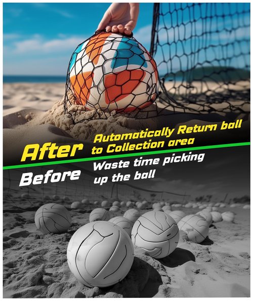 Volleyball Training Net System,7 Adjustable Heights Practice Equipment Net Station,Improve Volleyball Serve&Spike Skills with Ball Return, Portable &Easy Setup for Backyard Individual &Team Practice