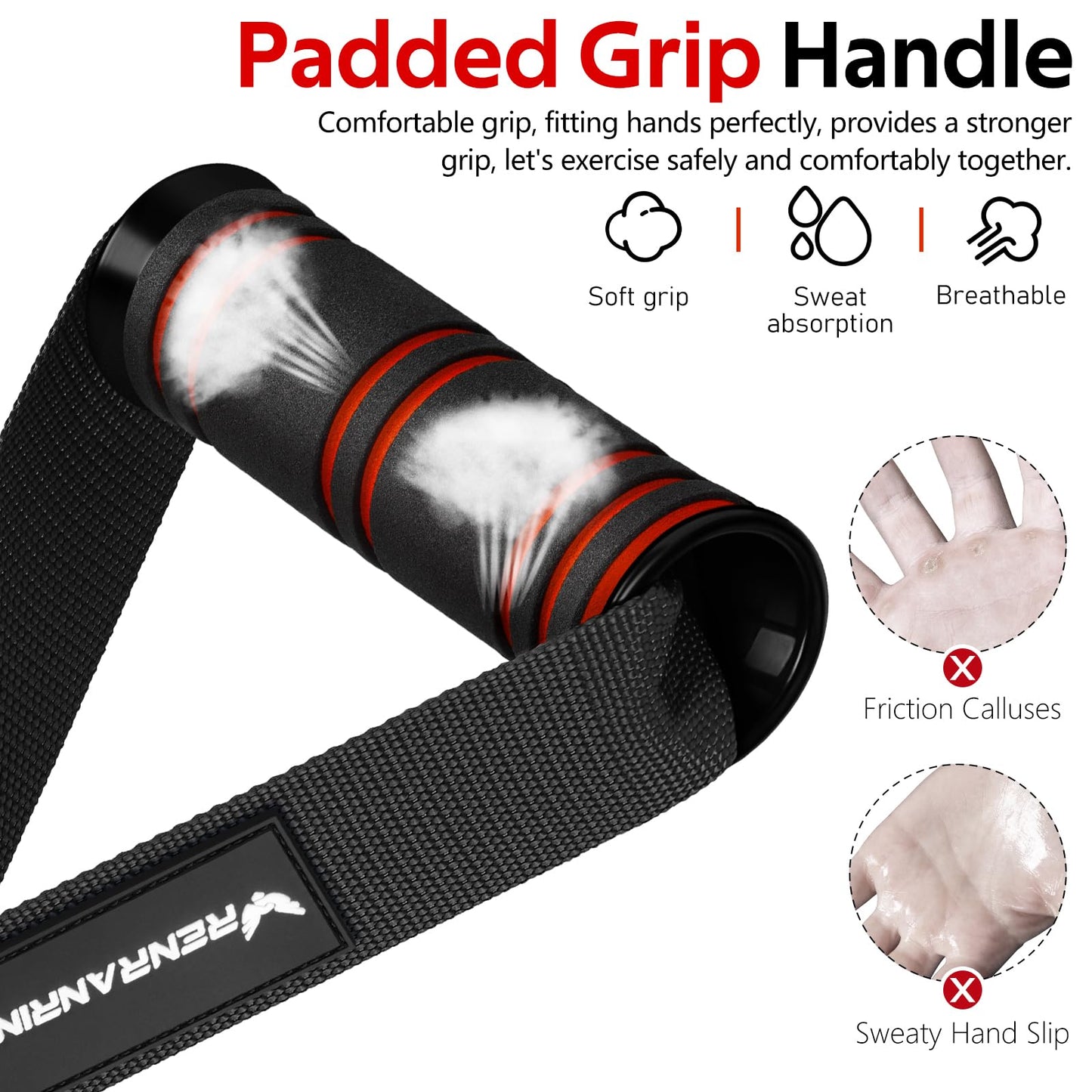 RENRANRING Gym Exercise Handles, Replacement Handle Attachments for Cable Machine Pulleys, Resistance Band and Strength Trainer, Pull Down Workout Accessories, Home Gym Add On Equipment