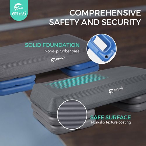 Enovi Exercise Step Aerobic Step Platform, Exercise Step Platform, Step Up Exercise Platform, Obsidian