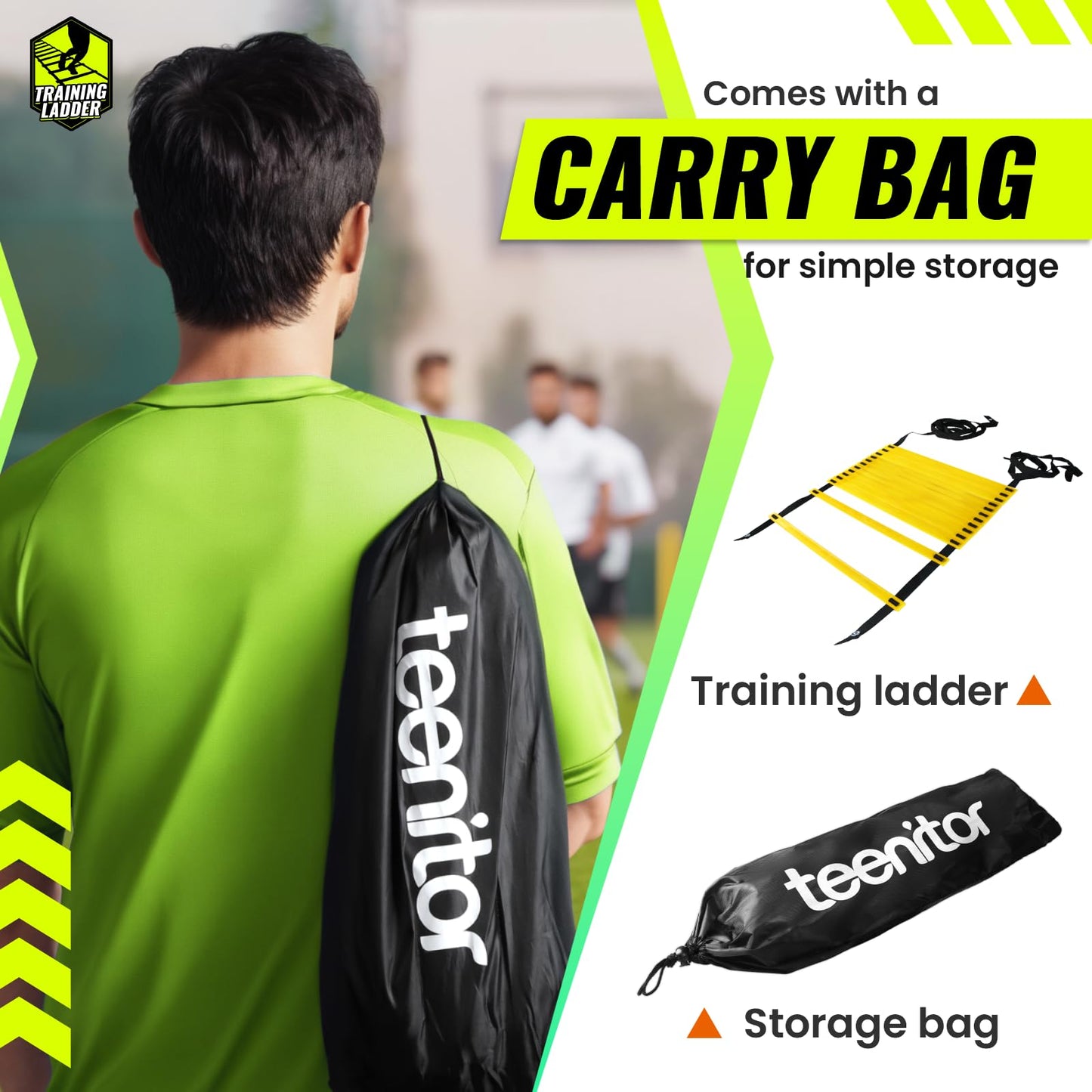 Teenitor 13 Rung Agility Ladder Speed Ladder Training Ladder for Soccer, Speed, Football Fitness Feet Training Carry Bag Agility Training Equipment, Workout Ladder, Sports Agility Ladders