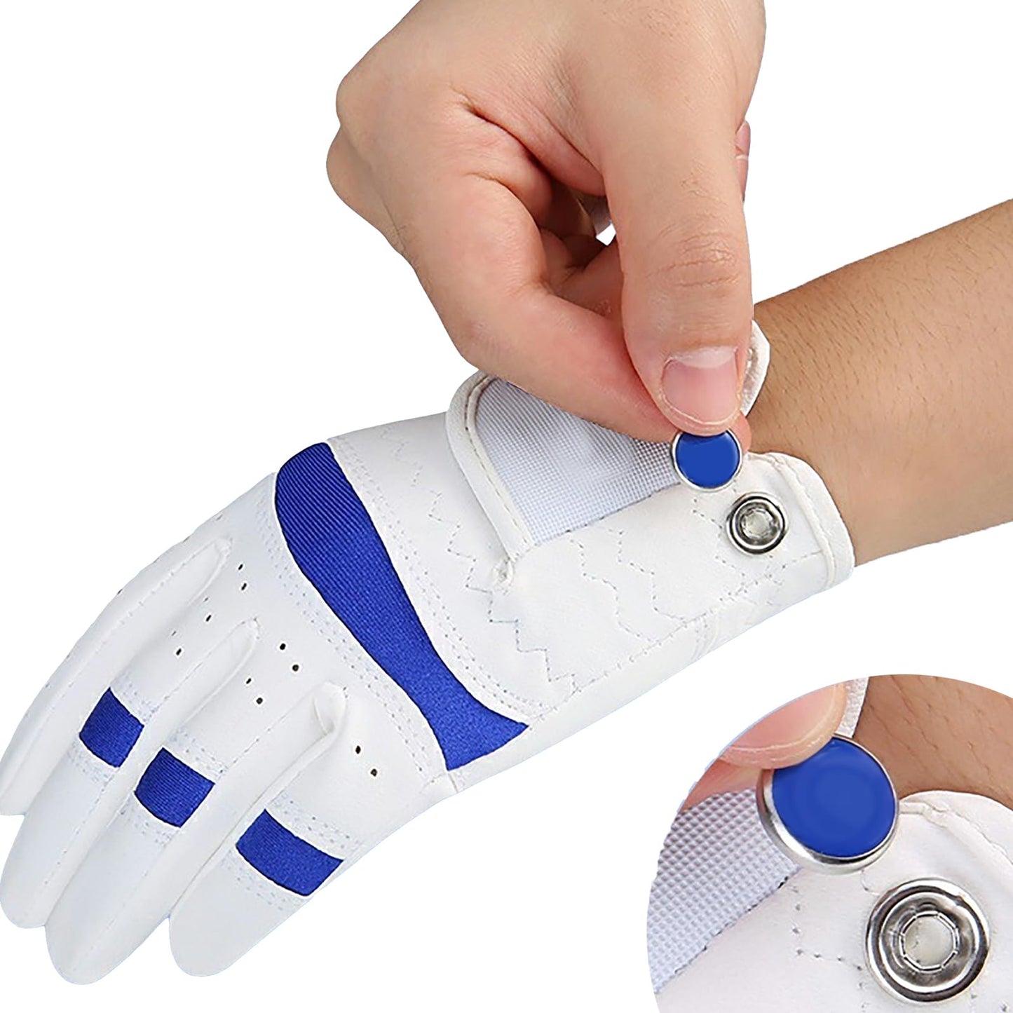 1 Pair Kids Golf Gloves, Junior Breathable Anti-Slip Golfing Sports Gloves with Ventilated Finger Holes for Boys Girls, Adjustable Fit, Left & Right Hand (White Blue, Large)