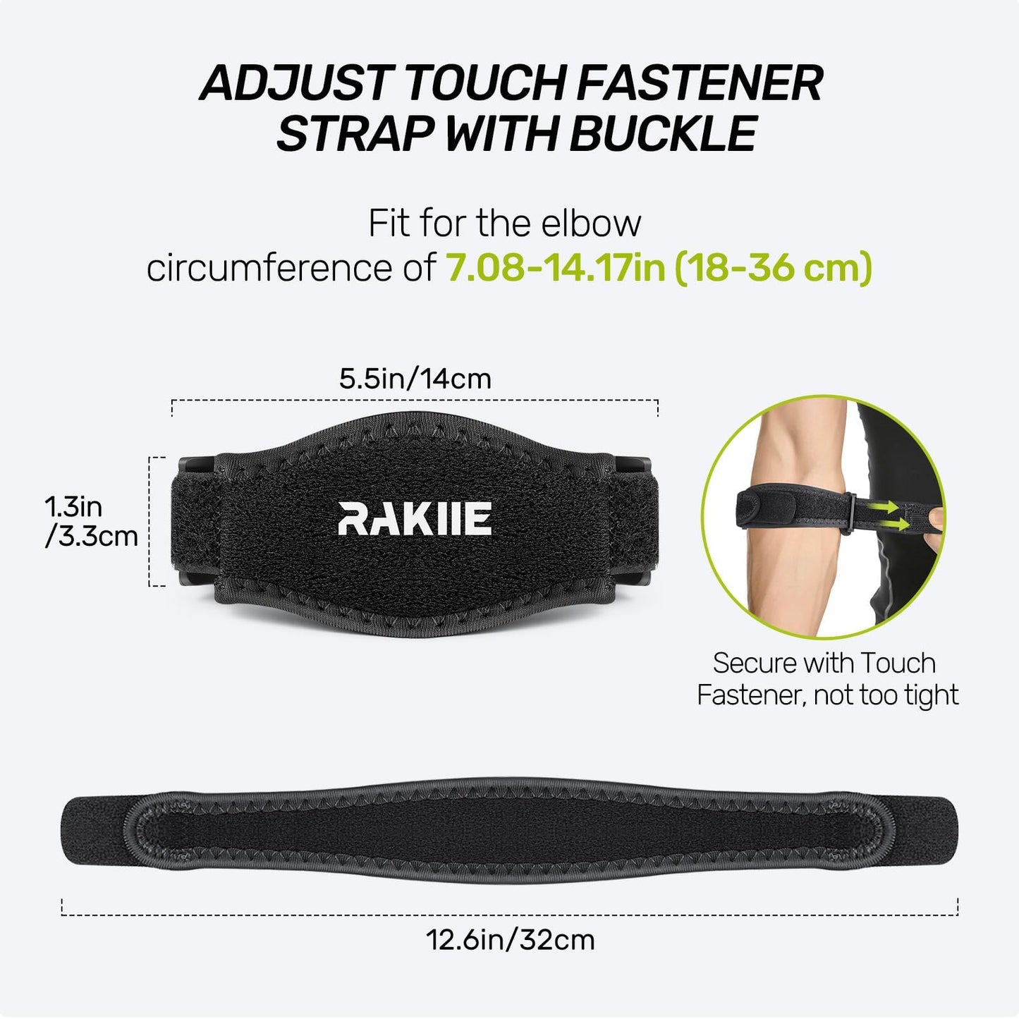 Rakiie 2 Pack Tennis Elbow Brace for Men Women, Adjustable Non-slip Golfer Elbow Strap with Support Compression Pad, Counterforce Brace for Sports, Fit 7.08-14.17", Blue