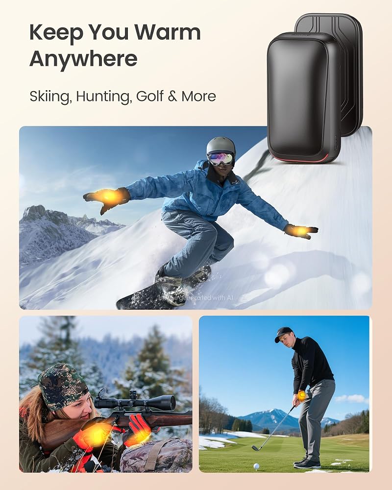 Gaiatop Electric Hand Warmer – Magnetic 2-Pack, Black, Rechargeable, 3 Temperature Levels