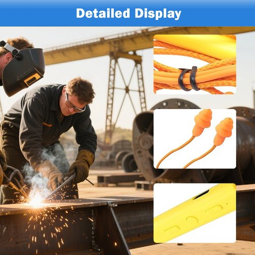 Ear Plug Headphones for Work, Bluetooth Hearing Protection, Construction Earplugs, Noise Suppression Earphone for Construction Sites, Noisy Places (Blue, 1 Pair, One Size)