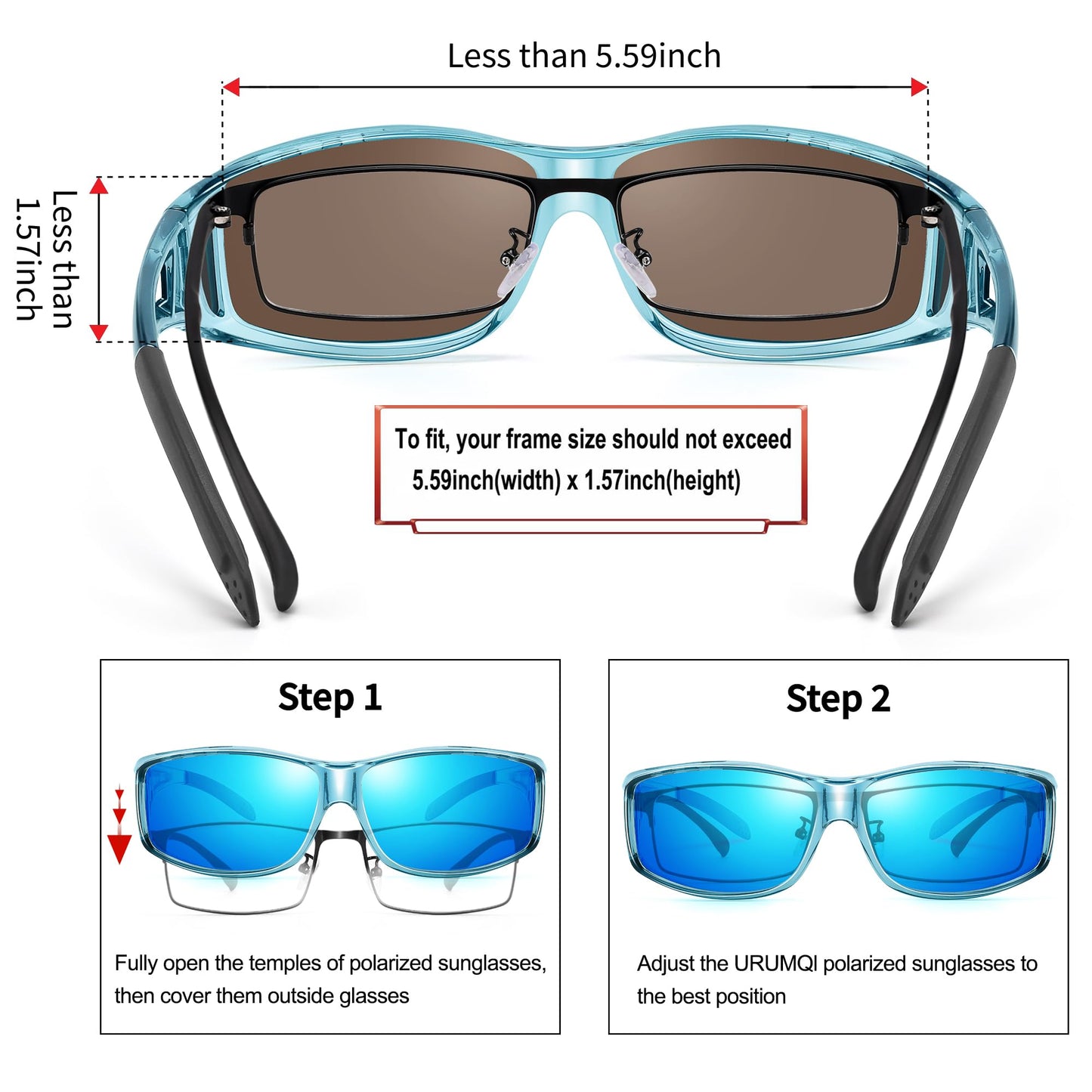 URUMQI Polarized Sunglasses Fit Over Glasses for Men Women, Wraparound Sun Glasses UV400 Protection for Driving Fishing