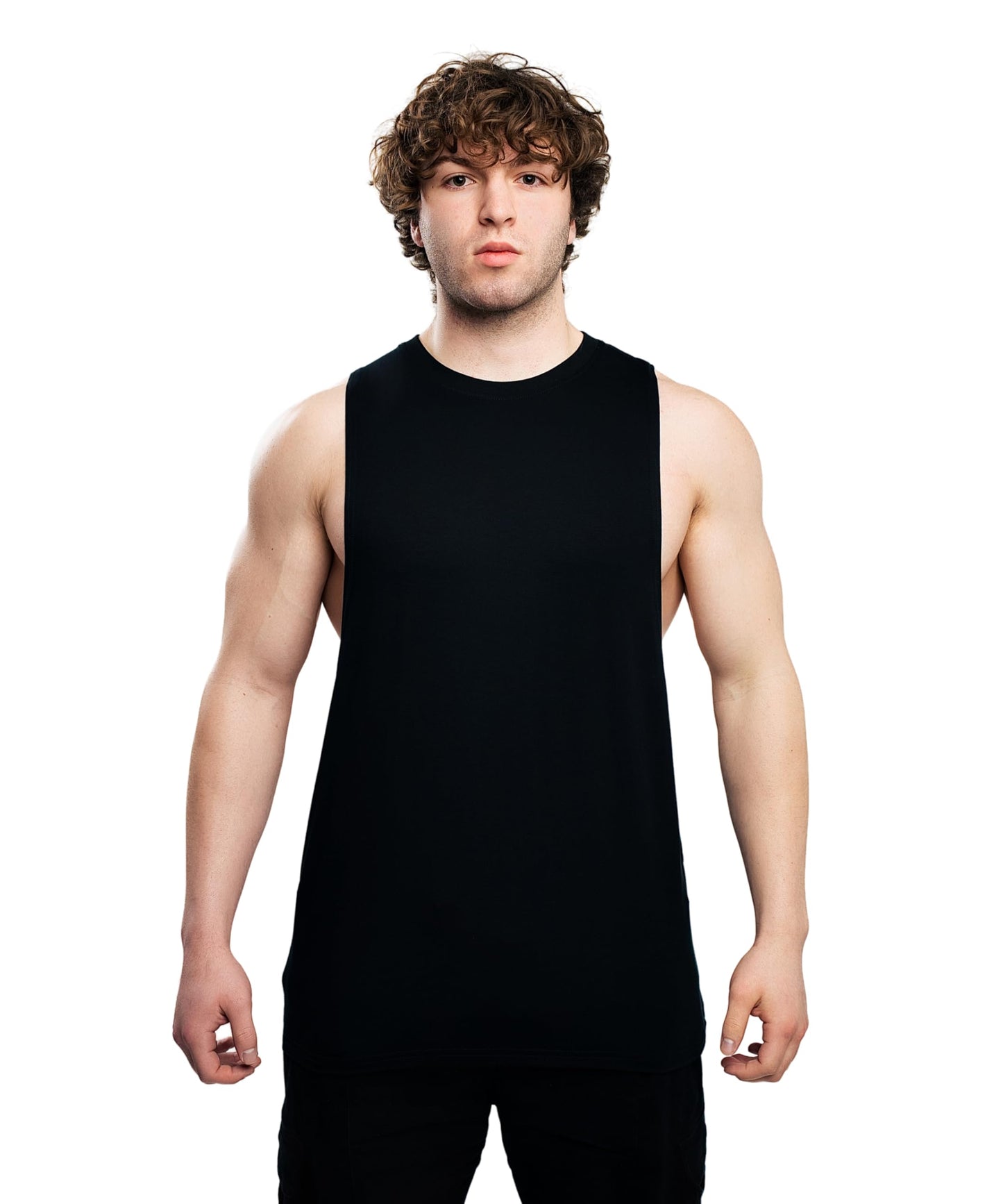 Ekkovision Cut Off Tank Top for Men, Lightweight, Breathable, Cotton Spandex Blend, Muscle Shirt Black