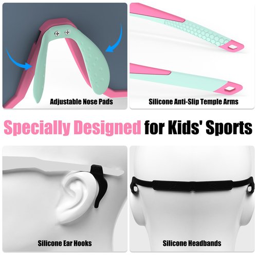 X-TIGER Kids Sunglasses Polarized Youth Baseball Sunglasses for 8-14 boys girls UV400 Sports Softball Cycling Glasses