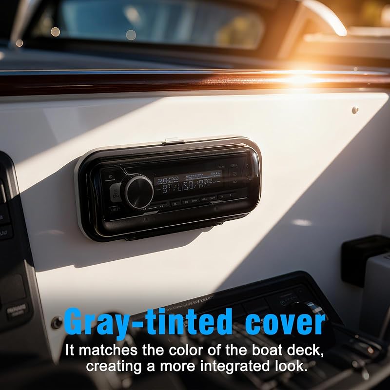 Herdio Marine Radio Cover, Water-Resistant, Smoke-Tinted Flip-Open Door