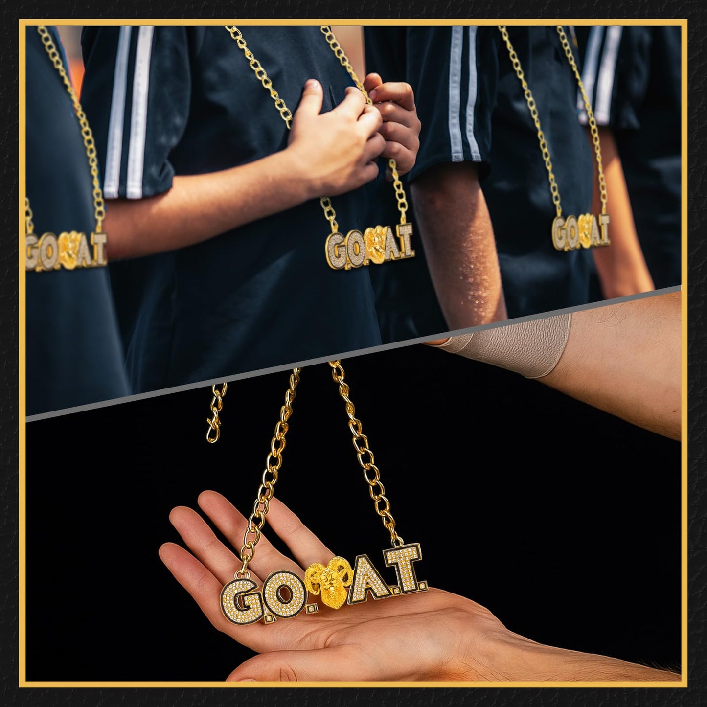Loetere 1 Pcs Goat Chains Necklace Gold Champion Award Winner Prize Trophy Most Valuable Player Award for Adults Team Player Sports Football Soccer Baseball Softball Game Party Favor
