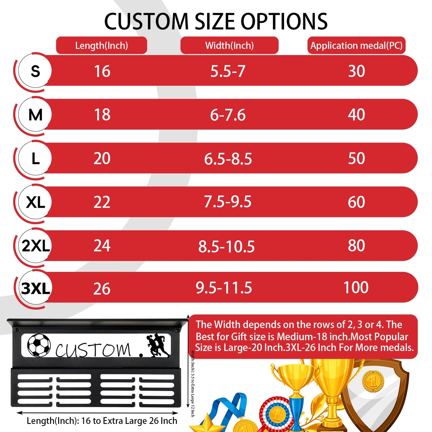 Lapetale Fashion Personalized Medal Holder with Name Display Rack for Awards Ribbons - Metal Custom Sports Race Plaques Hanger for Wall Mount Hold Up 60 Medal Hanger Display for Athlete Boy Girl Kid