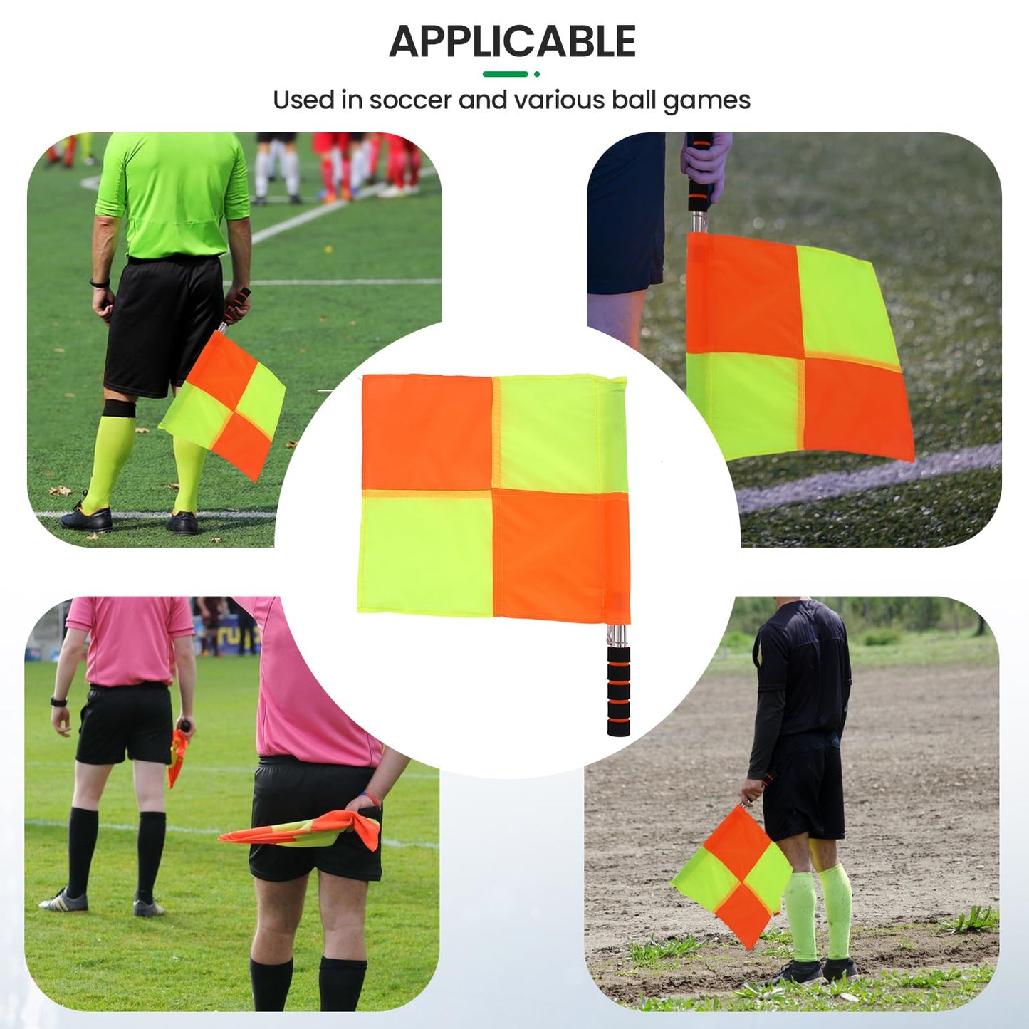 2PCS Soccer Ar Flag, Soccer Football Flags for Referees, Referee Linesman Flags with Storage Bag for Sports Match, Soccer, Football, Hockey Training, Soccer Accessories Linesman Flags