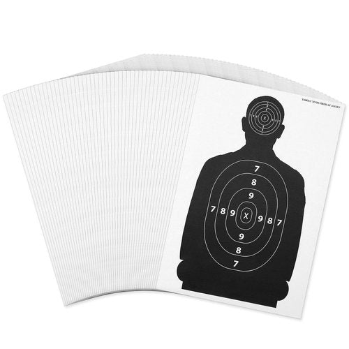 Maplefield 50 Pack Bulk Paper Shooting Targets for Range Practice, Silhouette-Style Design for Training with Airsoft, BB, Pellet Guns and More (17 x 25 Inches)