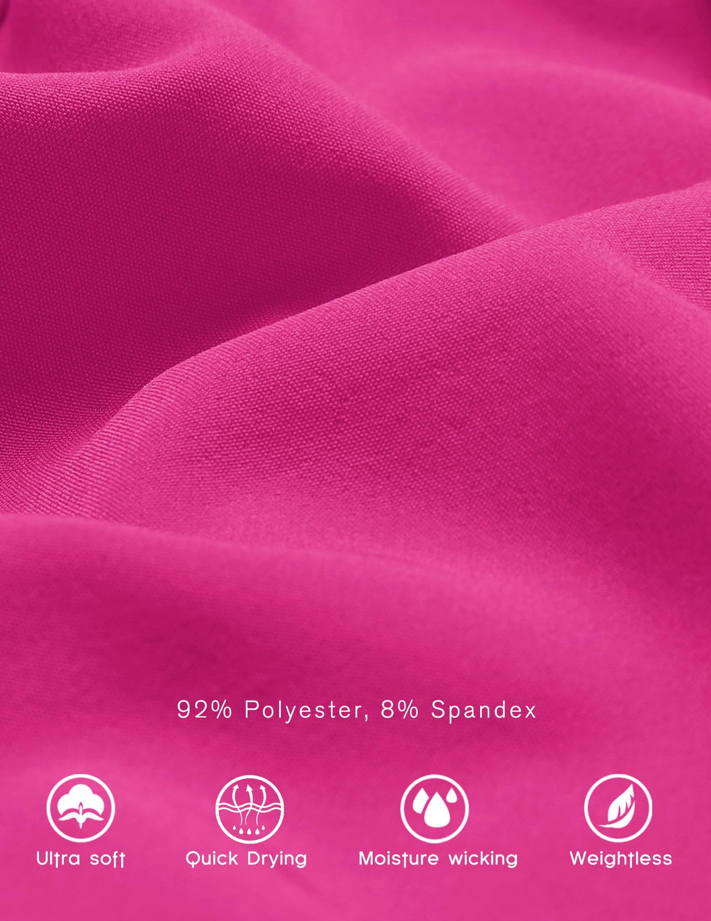 PINSPARK Summer Running Shorts Women Athletic Workout Gym Short Quick Dry Elastic High-Waist Sports Shorts with 2 Pockets and Panty Liner, Hot Pink, Medium