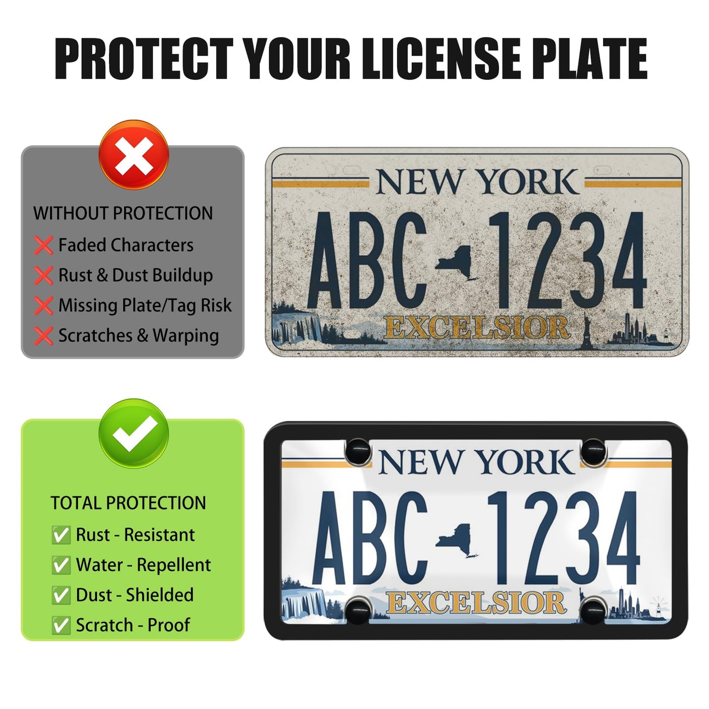 License Plate Covers & Frames,2 Pack License Plate Covers and Frames Combo,Unbreakable Car License Plates Shields Holder Fits Any Standard US Plates with Screws Caps (Dark Gray)