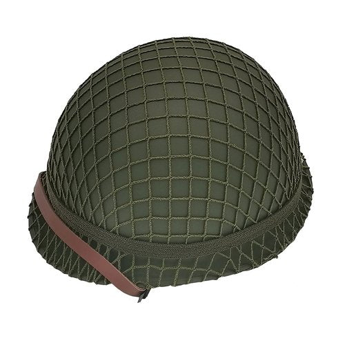 WWII US Army M1 Helmet, WW2 Gear, WW2 Helmet Metal Steel Shell Replica with Net/Canvas Chin Strap/Cat Eye Band