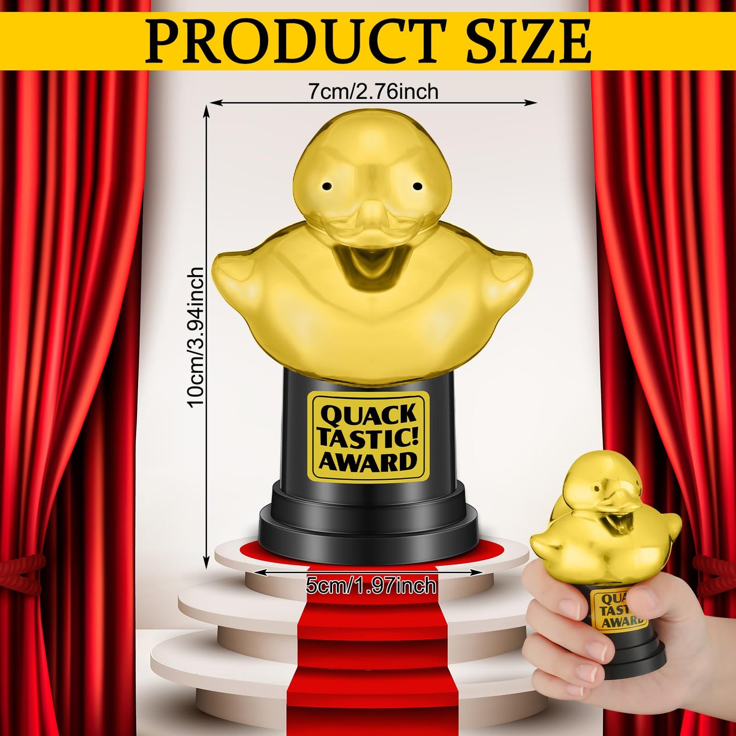 Tondiamo Small Trophy Celebrate the Top Award 6 Inch Tall Plastic MVP Funny Game Small Trophy and Awards for Employees Boss Custom Competition Gifts(Duck)