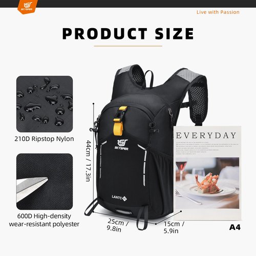 SKYSPER Small Hiking Backpack - 15L Travel Daypack Lightweight Bag Water Resistant Hiking Backpacks for Women Men