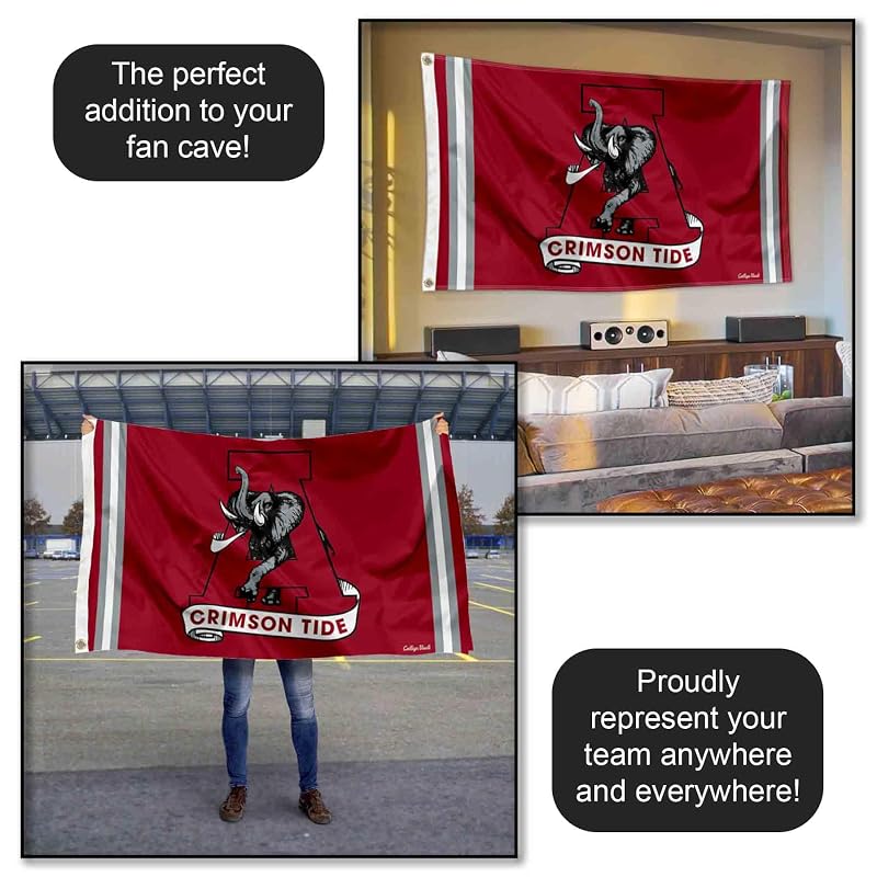 Alabama Crimson Tide 3x5 Flag Banner - Vintage Throwback Polyester with Grommets