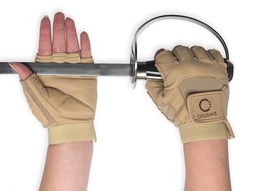 Cousin's Concert Attire Color Guard Gloves for Flag and Pole, Comfort & Grip, Durable Colorguard Gloves (Medium, Tan)
