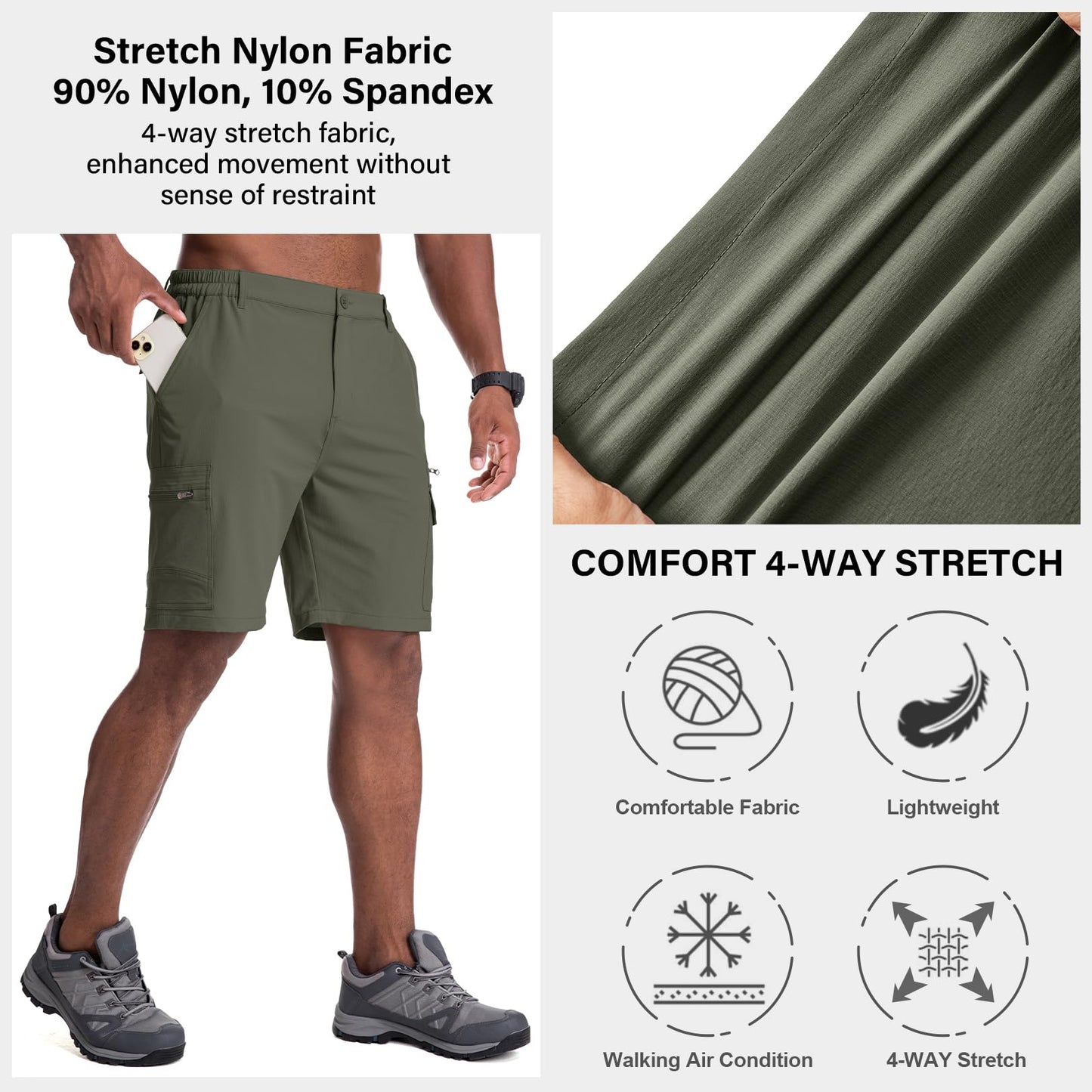 Jessie Kidden Mens Outdoor Casual Expandable Waist Lightweight Water Resistant Quick Dry Fishing Hiking Shorts (6222 Green Camo 38)