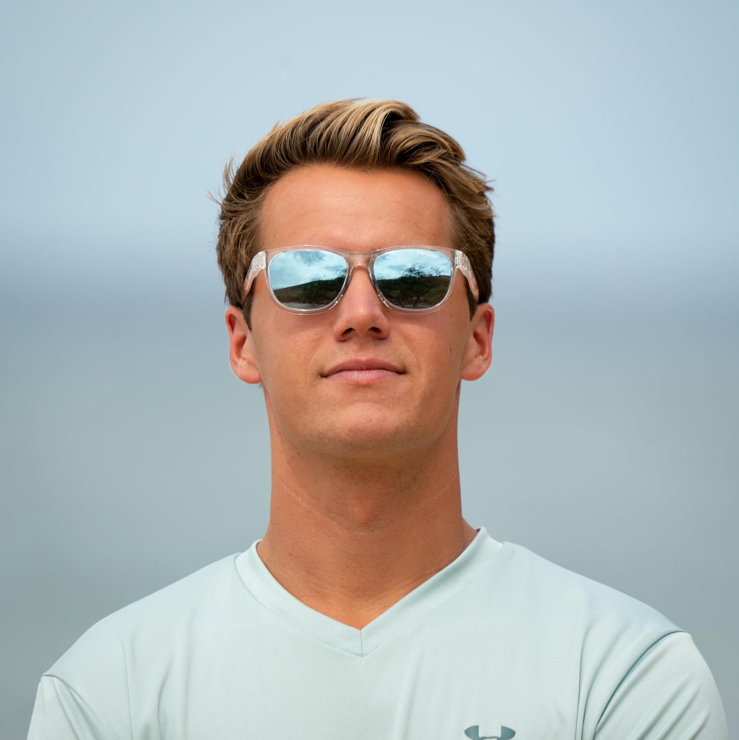 Tifosi Optics Swank Sunglasses (Satin Electric Green/Smoke Lens Bright Blue Mirror)